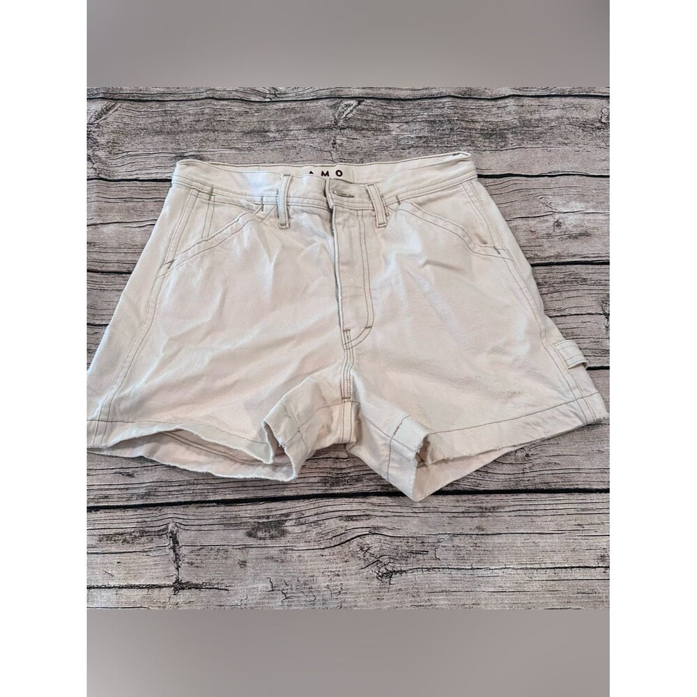 AMO Painterly Shorts in Natural Denim; 4” inseam, high rise, Size 26